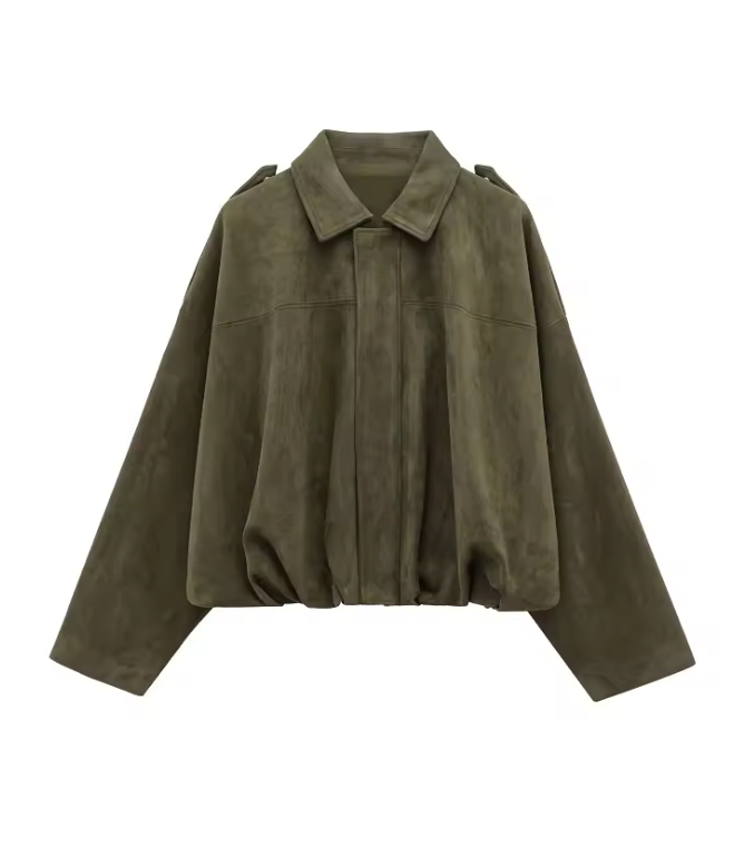 Trendy Oversized Khaki Jacket