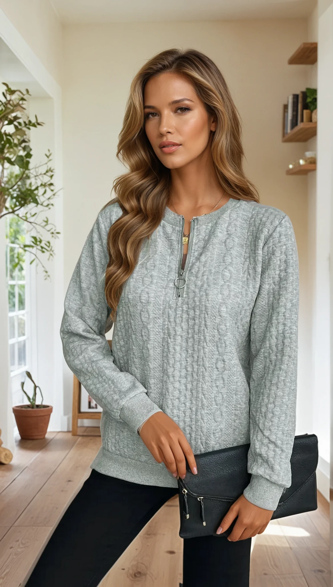 Cozy Cable Knit Half-Zip Pullover