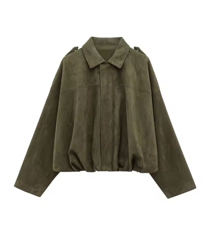 Trendy Oversized Khaki Jacket