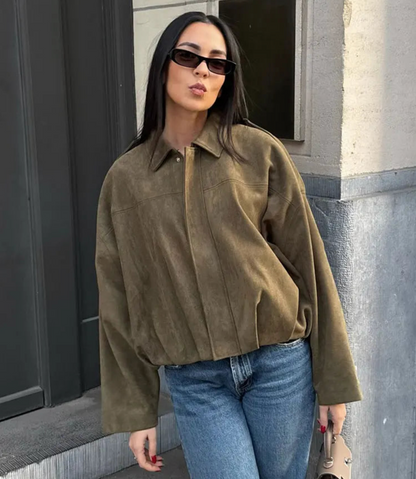Trendy Oversized Khaki Jacket