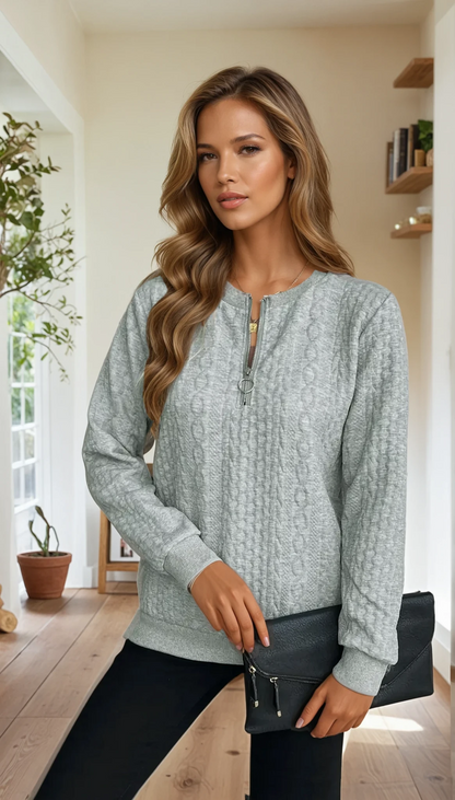 Cozy Cable Knit Half-Zip Pullover